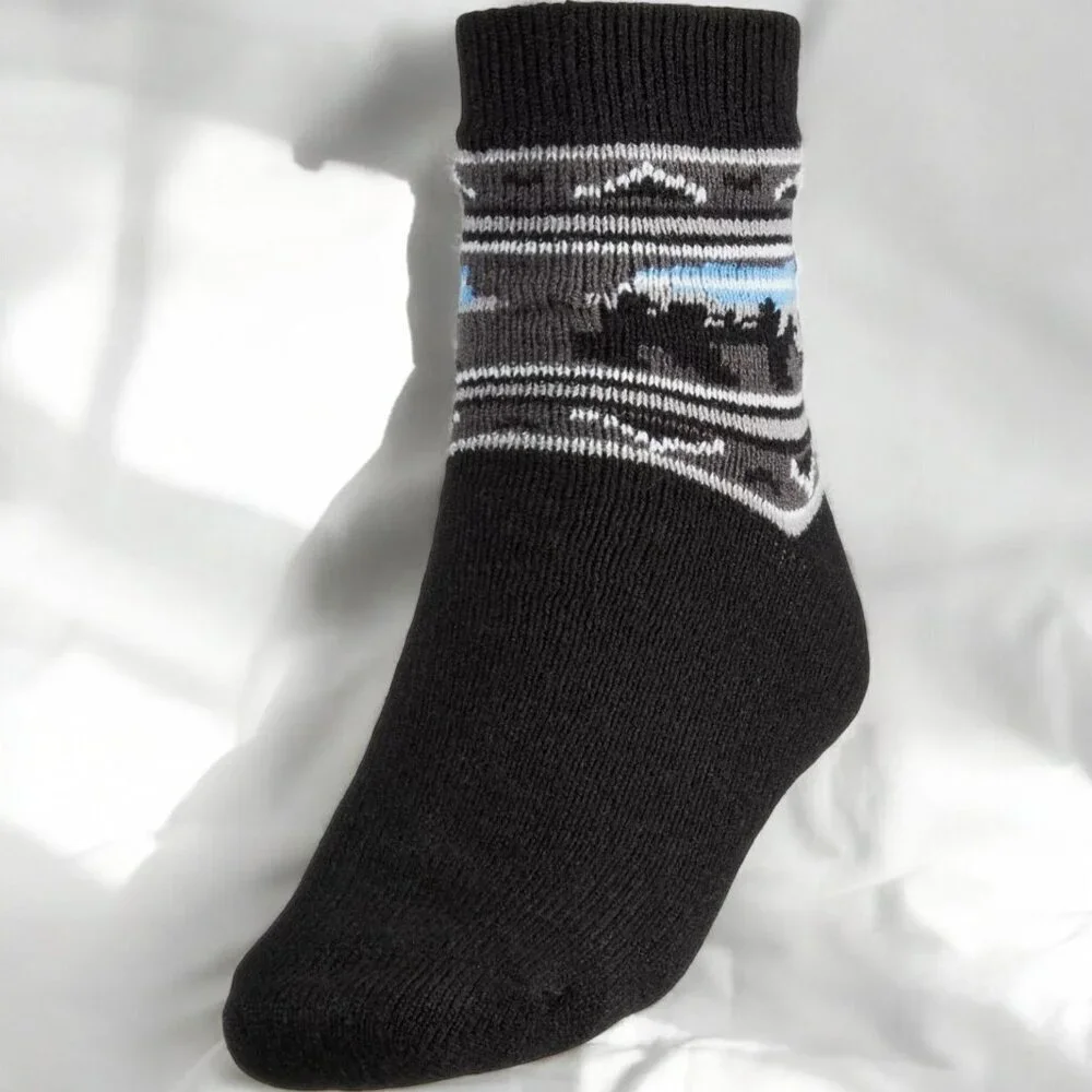 Northeast Outfitters Mens Cozy Cabin Bear-Tec Socks Black NEW Large